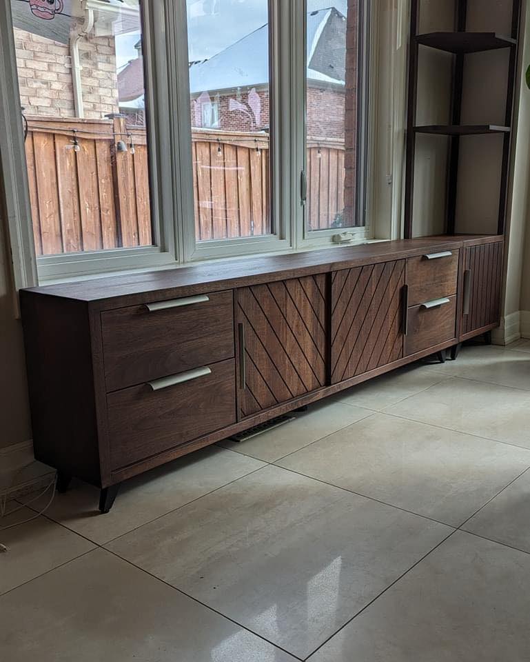 Walnut Console & Corner Shelves